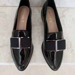 Patent Black Loafers...8..Aldo